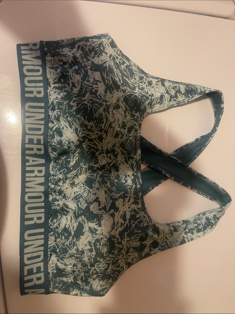 Under Armour Teal & Cream Crossback Sports Bra